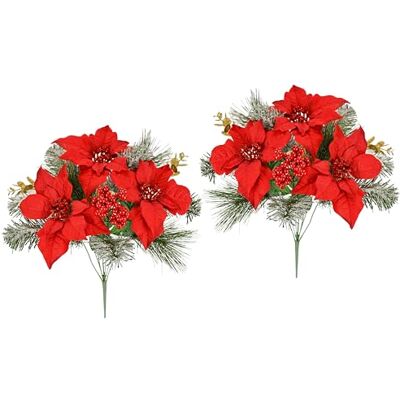 Flair Flower Konstgjorda blommor, bukett, julstjärna, set om 2, 45 cm, gran poinsettia, adventsstjärna, konstgjord kriststjärna, julbukett, X'Mas juldekoration blommor, blomdekoration, mittstycken, sidenblommor, Flair Flower Konstgjorda blommor, bukett, julstjärna, set om 2, 45 cm, gran poinsettia, adventsstjärna, konstgjord kriststjärna, julbukett, X'Mas juldekoration blommor, blomdekoration, mittstycken, sidenblommor,