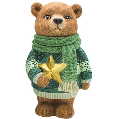 Dekohelden24 Dekorhjälte24 dekorativ björn, julfigur, figur, björn, dekorativ brunbjörn, julfigur, vinterfigur med halsduk och gyllene kriststjärna i keramisk hand, i grönt och brun, L/B/H 10 x 8 x 18 cm. Dekohelden24 Dekorhjälte24 dekorativ björn, julfigur, figur, björn, dekorativ brunbjörn, julfigur, vinterfigur med halsduk och gyllene kriststjärna i keramisk hand, i grönt och brun, L/B/H 10 x 8 x 18 cm.