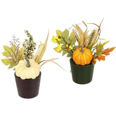 Flair Flower Arrangemang med konstgjord pumpa bär, höstlöv i kruka, set om 2, 18 cm konstgjorda blommor, dekorativ blomma, höstdekoration, höstblomma, arrangemang, bordsdekoration, höstarrangemang, Flair Flower Arrangemang med konstgjord pumpa bär, höstlöv i kruka, set om 2, 18 cm konstgjorda blommor, dekorativ blomma, höstdekoration, höstblomma, arrangemang, bordsdekoration, höstarrangemang,
