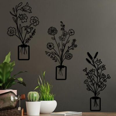 Wallity Hanah Home Stylish Black Decorative Metal Wall Accessory (3 stycken), 23 x 48 cm 100% metall, 1,5 mm tjock Easy Wall Mounting, perfekt för modern inredning Wallity Hanah Home Stylish Black Decorative Metal Wall Accessory (3 stycken), 23 x 48 cm 100% metall, 1,5 mm tjock Easy Wall Mounting, perfekt för modern inredning