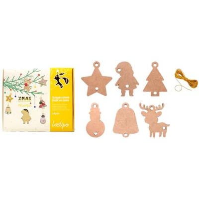 Sodertex julhängande paket i trä + guldtrådar 2 mm 6 cm 6 former 54 st 1 färg Sodertex julhängande paket i trä + guldtrådar 2 mm 6 cm 6 former 54 st 1 färg
