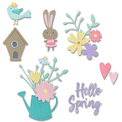 Sizzix Thinlits Die 665091 Hello Spring av Olivia Rose, 16-pack, flerfärgad, en storlek Sizzix Thinlits Die 665091 Hello Spring av Olivia Rose, 16-pack, flerfärgad, en storlek