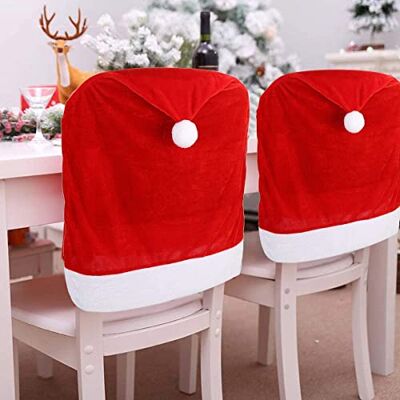 CCINEE 4 st röd hatt matstol överdrag, julstol ryggskydd kök stol skydd för jul högtid festival dekoration CCINEE 4 st röd hatt matstol överdrag, julstol ryggskydd kök stol skydd för jul högtid festival dekoration