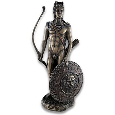 Veronese Design Things2Die4 Roman/Grekisk Gud Apollo med sköld och rosett bronserad staty Veronese Design Things2Die4 Roman/Grekisk Gud Apollo med sköld och rosett bronserad staty