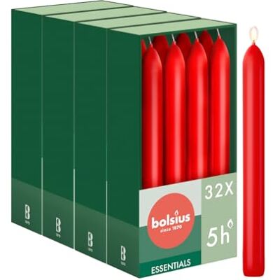 bolsius Essentials – släta spetsljus – röd – 17 cm – 32 stycken – dekorativa ljus – utan palmolja bolsius Essentials – släta spetsljus – röd – 17 cm – 32 stycken – dekorativa ljus – utan palmolja