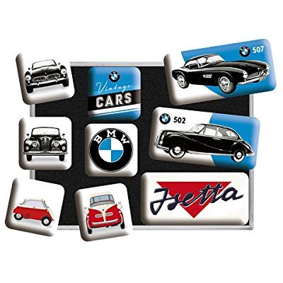 ART Kylskåpsmagneter i retrostil, BMW – Vintage Cars – Presentidé för bilfans, Magnetset för magnettavlor, Deko vintagedesign, 9 stycken ART Kylskåpsmagneter i retrostil, BMW – Vintage Cars – Presentidé för bilfans, Magnetset för magnettavlor, Deko vintagedesign, 9 stycken