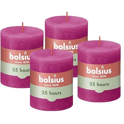 bolsius – rustik ljus – fuchsia – 8 cm – 4 stycken – dekorativa ljus – utan palmolja – med naturligt växtvax bolsius – rustik ljus – fuchsia – 8 cm – 4 stycken – dekorativa ljus – utan palmolja – med naturligt växtvax