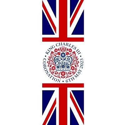 Stukk Handmade By King Charles III kröning firande kunglig krona porträtt dekoration banderoller, röd-blå, liten Stukk Handmade By King Charles III kröning firande kunglig krona porträtt dekoration banderoller, röd-blå, liten
