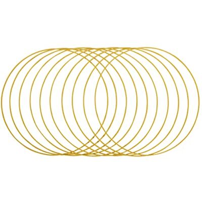 Rayher metallringar, 10 stycken (1-pack), 30 cm ø, guldbelagda, tjocklek ca 3 mm, trådringar för pyssel, för lindningsteknik, drömfångare, blomkrans, bröllopskrans, Hoops, 25218616 Rayher metallringar, 10 stycken (1-pack), 30 cm ø, guldbelagda, tjocklek ca 3 mm, trådringar för pyssel, för lindningsteknik, drömfångare, blomkrans, bröllopskrans, Hoops, 25218616