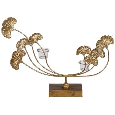 BigBuy Home Ljushållare 55 x 11 x 43 cm Glas Guld Metall BigBuy Home Ljushållare 55 x 11 x 43 cm Glas Guld Metall
