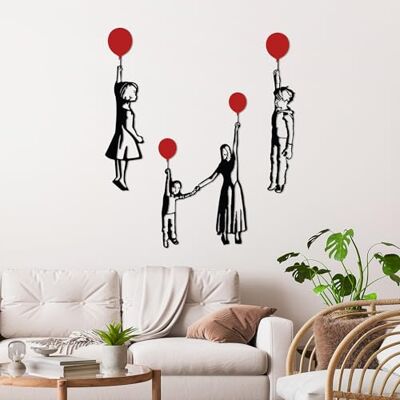 Wallity Snygg dekorativ metallväggtillbehörsset (4 stycken) 100% metall, 1,5 mm tjock svart och röd Perfekt för modern heminredning och konstdisplay Wallity Snygg dekorativ metallväggtillbehörsset (4 stycken) 100% metall, 1,5 mm tjock svart och röd Perfekt för modern heminredning och konstdisplay