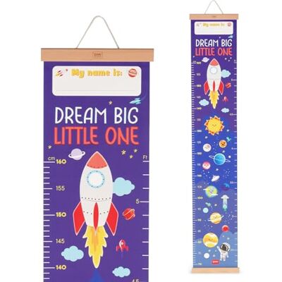 LEGAMI Dream Big Little One väggmeter, hängande mätare för att mäta barnens höjd, upp till 160 cm, 41 klistermärken ingår, med träribbor, rymdtema LEGAMI Dream Big Little One väggmeter, hängande mätare för att mäta barnens höjd, upp till 160 cm, 41 klistermärken ingår, med träribbor, rymdtema