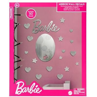 Paladone Barbie Officiell licensierad matta matta spegel väggdekaler, hjärta och stjärna sovrum dekor och present till flickor, barbiedockleksak och rumstillbehör Paladone Barbie Officiell licensierad matta matta spegel väggdekaler, hjärta och stjärna sovrum dekor och present till flickor, barbiedockleksak och rumstillbehör