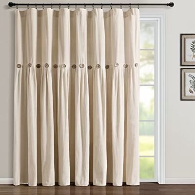 Lush Decor Frodig dekor linne knapp bondgårdsgardiner, enkel panel, veckad tvåfärgad design 254 cm B x 213 cm L, mörkt linne Lush Decor Frodig dekor linne knapp bondgårdsgardiner, enkel panel, veckad tvåfärgad design 254 cm B x 213 cm L, mörkt linne