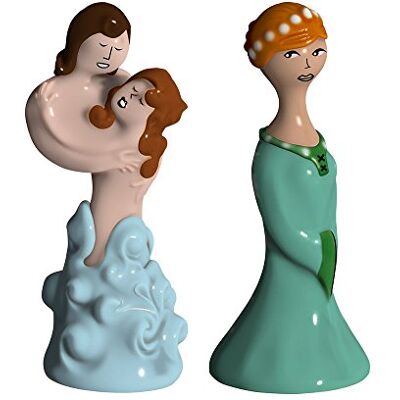 Alessi Amgi42set2 "Paolo E Francesca, Beatrice" set med två handdekorerade porslinsfigurer Alessi Amgi42set2 "Paolo E Francesca, Beatrice" set med två handdekorerade porslinsfigurer