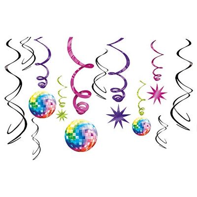 amscan 10111728 70s disco virvel dekorationer-12 st amscan 10111728 70s disco virvel dekorationer-12 st