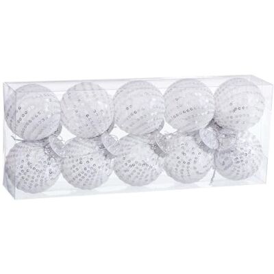 BigBuy Christmas Julbollar Vit Silver Plast Tyg Paljetter 6 x 6 x 6 cm (10 st) BigBuy Christmas Julbollar Vit Silver Plast Tyg Paljetter 6 x 6 x 6 cm (10 st)