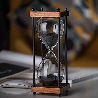 AKAKA MUNING Stor timglas timer 60 minuter, dekorativ trä sandglas, svart AKAKA MUNING Stor timglas timer 60 minuter, dekorativ trä sandglas, svart