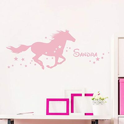 Ambiance Sticker Personligt förnamn klistermärken klistermärke sagolikt häst väggdekoration för barn 2 ark 25 x 45 cm och 40 x 25 cm pulverrosa Ambiance Sticker Personligt förnamn klistermärken klistermärke sagolikt häst väggdekoration för barn 2 ark 25 x 45 cm och 40 x 25 cm pulverrosa