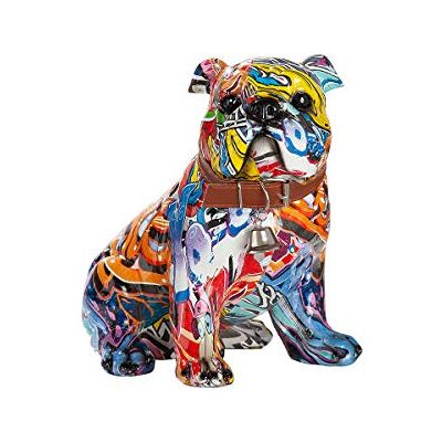 Dreamlight Modern skulptur dekorativ figur mops hund POP konst konstgjord sten flerfärgad 22 x 23 cm Dreamlight Modern skulptur dekorativ figur mops hund POP konst konstgjord sten flerfärgad 22 x 23 cm