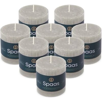 Spaas 8x Rustikt pelarljus 70/70 mm 25 timmar, Ljusgrå Spaas 8x Rustikt pelarljus 70/70 mm 25 timmar, Ljusgrå