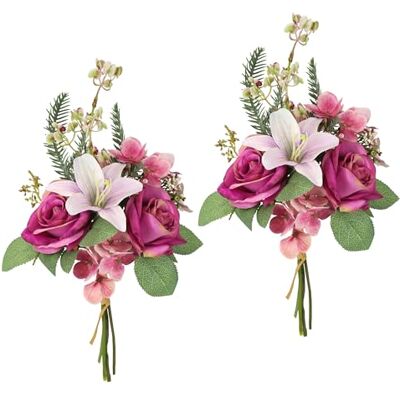 Flair Flower Konstgjorda blomsterbuketter rosor liljor hortensia 35 cm set om 2 blombuketter sidenblomma dekorativ blomma bukett bröllop blomma mittstycke bordsdekoration oäkta gravsmycke inlägg gravdekoration, Flair Flower Konstgjorda blomsterbuketter rosor liljor hortensia 35 cm set om 2 blombuketter sidenblomma dekorativ blomma bukett bröllop blomma mittstycke bordsdekoration oäkta gravsmycke inlägg gravdekoration,