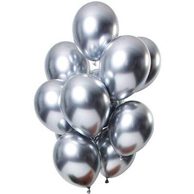 Folat 69710 ballonger spegel effekt silver 33 cm – 12 stycken latex helium ballonger, födelsedagsdekoration Folat 69710 ballonger spegel effekt silver 33 cm – 12 stycken latex helium ballonger, födelsedagsdekoration
