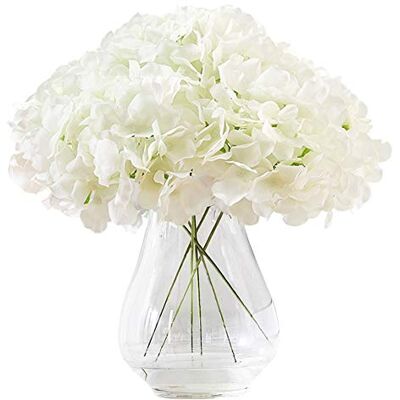 Kislohum Hortensia silkesblomma vit 10 huvuden konstgjord hortensia silkesblomhuvud för bröllop bordsuppsatser buketter gör-det-själv blommig dekor heminredning med långa stjälkar – vit Kislohum Hortensia silkesblomma vit 10 huvuden konstgjord hortensia silkesblomhuvud för bröllop bordsuppsatser buketter gör-det-själv blommig dekor heminredning med långa stjälkar – vit