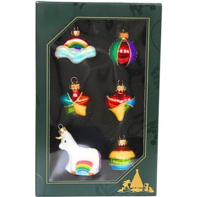Dekohelden24 Dekohjälden24 Lauschaer julgranspynter – uppsättning med 6 julgranskulor, buller, glasornament enhörning – träddekorationer för att fylla adventskalender, av lauscha, storlek: 3,5 cm per ornament. Dekohelden24 Dekohjälden24 Lauschaer julgranspynter – uppsättning med 6 julgranskulor, buller, glasornament enhörning – träddekorationer för att fylla adventskalender, av lauscha, storlek: 3,5 cm per ornament.