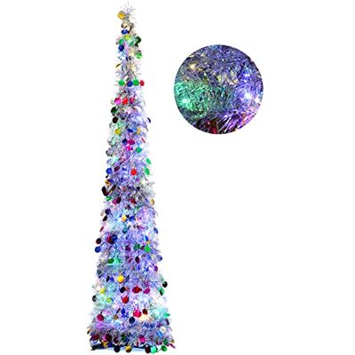 Orgrimmar 5 fot konstgjord jul pop up-träd jul glitter penna träd med 100 flerfärgade LED-lampor för semester hem fest dekoration (multi) Orgrimmar 5 fot konstgjord jul pop up-träd jul glitter penna träd med 100 flerfärgade LED-lampor för semester hem fest dekoration (multi)