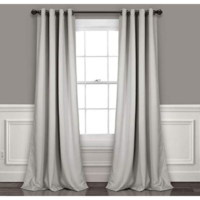 Lush Decor Frodig dekor, ljusgrå gardiner-öljettpanel med isolerat mörkläggningsfoder, mörkläggande fönsterset (par), 305 cm L Lush Decor Frodig dekor, ljusgrå gardiner-öljettpanel med isolerat mörkläggningsfoder, mörkläggande fönsterset (par), 305 cm L