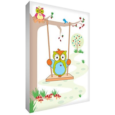 Little Helper OWL128-12G Feel Good Art väggsmycke av stark duk i modern illustrativ stil – ulenmama och uggla i trädet, 30 x 20 cm Little Helper OWL128-12G Feel Good Art väggsmycke av stark duk i modern illustrativ stil – ulenmama och uggla i trädet, 30 x 20 cm