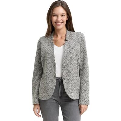 TOM TAILOR damblazer, 39179 – svart vit argyle struktur, XS TOM TAILOR damblazer, 39179 – svart vit argyle struktur, XS