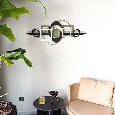 Wallity Hanah Home Stylish Decorative Metal Wall Accessory, 41 x 99 cm, 100% stål (1,5 mm) Svart, grön och silver Lätt (1,7 kg) Perfekt för modern inredning Wallity Hanah Home Stylish Decorative Metal Wall Accessory, 41 x 99 cm, 100% stål (1,5 mm) Svart, grön och silver Lätt (1,7 kg) Perfekt för modern inredning