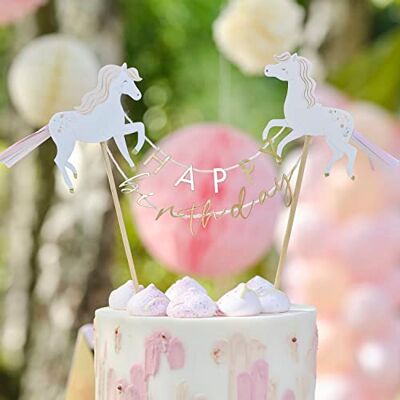 Ginger Ray Princess Unicorn Happy Bithday tårtdekoration, flerfärgad Ginger Ray Princess Unicorn Happy Bithday tårtdekoration, flerfärgad