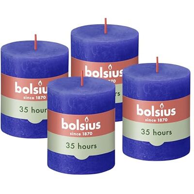 bolsius – rustik ljus – blå – 8 cm – 4 stycken – dekorativa ljus – utan palmolja – med naturligt växtvax bolsius – rustik ljus – blå – 8 cm – 4 stycken – dekorativa ljus – utan palmolja – med naturligt växtvax