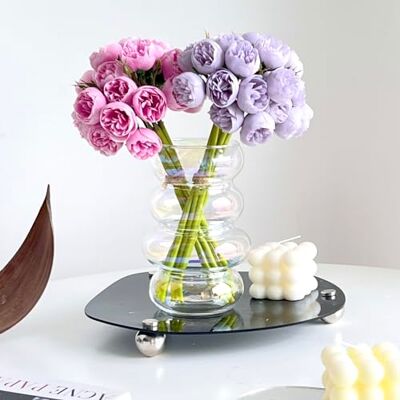 BLOFLO STU BLOFLO Transparent glas-hydrokultur-blomvas, 17,8 cm, skimrande klar glasvas, fyrlagers geometrisk blomvas för heminredning, modern bubbelglasvas för hem, kontor, BLOFLO STU BLOFLO Transparent glas-hydrokultur-blomvas, 17,8 cm, skimrande klar glasvas, fyrlagers geometrisk blomvas för heminredning, modern bubbelglasvas för hem, kontor,