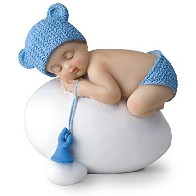 Mopec Figur blå baby barn sova på ägg,7,5x8cm. Mopec Figur blå baby barn sova på ägg,7,5x8cm.