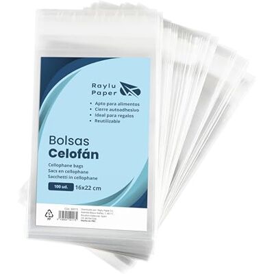 RAYLU PAPER ® 100 st genomskinliga cellofanpåsar med självhäftande dragkedja, plastpåsar för födelsedagspresenter fest bröllop nattvard jul cellofanpåsar (16 x 22 cm) RAYLU PAPER ® 100 st genomskinliga cellofanpåsar med självhäftande dragkedja, plastpåsar för födelsedagspresenter fest bröllop nattvard jul cellofanpåsar (16 x 22 cm)