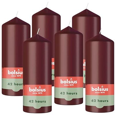 bolsius – slätt blockljus – bordeauxrött – 15 cm – 6 stycken – dekorativa ljus – innehåller naturligt växtvax – utan palmolja bolsius – slätt blockljus – bordeauxrött – 15 cm – 6 stycken – dekorativa ljus – innehåller naturligt växtvax – utan palmolja