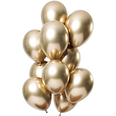 Folat 69711 ballonger spegelljus guld 33 cm – 12 stycken latex helium ballong, födelsedagsdekoration 30 cm Folat 69711 ballonger spegelljus guld 33 cm – 12 stycken latex helium ballong, födelsedagsdekoration 30 cm