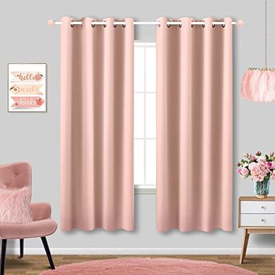 KOUFALL Rodnande rosa gardiner 163 cm längd för sovrum 2 paneler set mörkläggningsgardiner boho genomföring termisk ljusblockerande mörkläggning pastell vackra gardiner för vardagsrum fönster flickor KOUFALL Rodnande rosa gardiner 163 cm längd för sovrum 2 paneler set mörkläggningsgardiner boho genomföring termisk ljusblockerande mörkläggning pastell vackra gardiner för vardagsrum fönster flickor