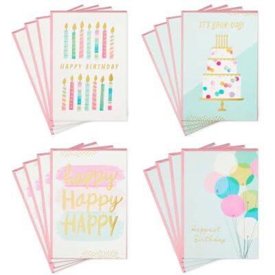 Hallmark födelsedagskort sortiment, 16 kort med kuvert (tårta, ljus, ballonger) Hallmark födelsedagskort sortiment, 16 kort med kuvert (tårta, ljus, ballonger)