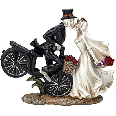 Pacific Giftware Skelett figurer brudpar kyssar på cykel Rolig bröllopspar bröllopsdekoration Pacific Giftware Skelett figurer brudpar kyssar på cykel Rolig bröllopspar bröllopsdekoration
