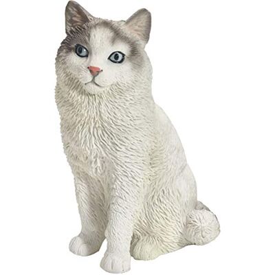 Sandicast liten storlek tvåfärgad ragdoll katt skulptur, vit/grå Sandicast liten storlek tvåfärgad ragdoll katt skulptur, vit/grå