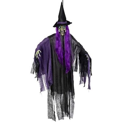 Boland 73092 – Hängande häxa, 146 cm, hängande dekoration för halloween med ljus, inklusive batterier, festdekoration, skräckdekoration för temafest Boland 73092 – Hängande häxa, 146 cm, hängande dekoration för halloween med ljus, inklusive batterier, festdekoration, skräckdekoration för temafest