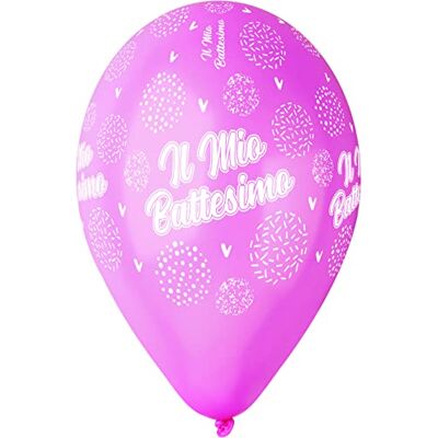 Ciao Pack 25 ballonger "Il Mio Battesimo" i naturlig latex premium kvalitet G120 (Ø 33 cm/13"), pastellrosa Ciao Pack 25 ballonger "Il Mio Battesimo" i naturlig latex premium kvalitet G120 (Ø 33 cm/13"), pastellrosa