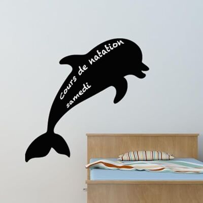 Ambiance Sticker Svart skiffer – självhäftande väggklistermärken – delfin silhuett – H100 x L 100 cm Ambiance Sticker Svart skiffer – självhäftande väggklistermärken – delfin silhuett – H100 x L 100 cm