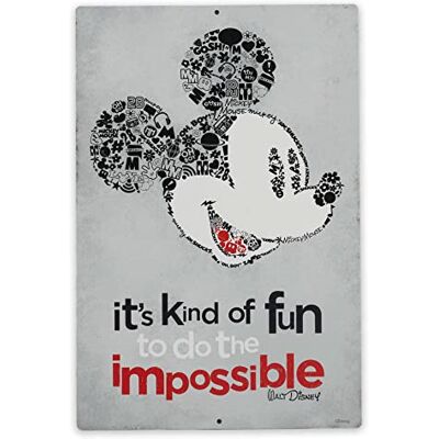 Open Road Brands Disney Mickey Mouse Do the Impossible Embossed Metal Sign Vintage Mickey Mouse Wall Art With Inspiring Walt Disney Quote Open Road Brands Disney Mickey Mouse Do the Impossible Embossed Metal Sign Vintage Mickey Mouse Wall Art With Inspiring Walt Disney Quote