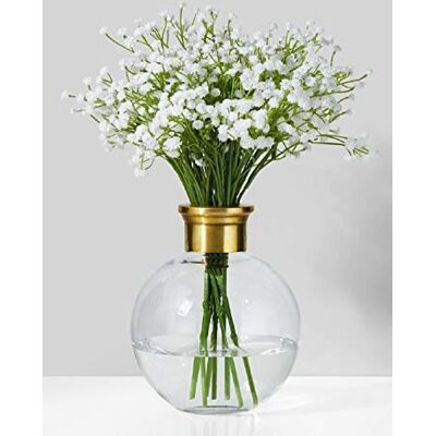 Serene Spaces Living Lugna utrymmen levande liten bollvas med guldkant, elegant blomvas för bröllopsmottagning, miniblomvaser för heminredning, vas i vintagestil, mäter 17,8 cm hög och 12,7 cm diameter Serene Spaces Living Lugna utrymmen levande liten bollvas med guldkant, elegant blomvas för bröllopsmottagning, miniblomvaser för heminredning, vas i vintagestil, mäter 17,8 cm hög och 12,7 cm diameter